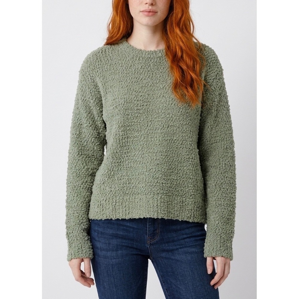 Style & Co Sage Green Popcorn Knit Textured Crewneck Sweater XL Soft Stretchy